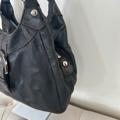 Coach Black Leather Hobo Buckle Front Shoulder Bag D1125-F17219