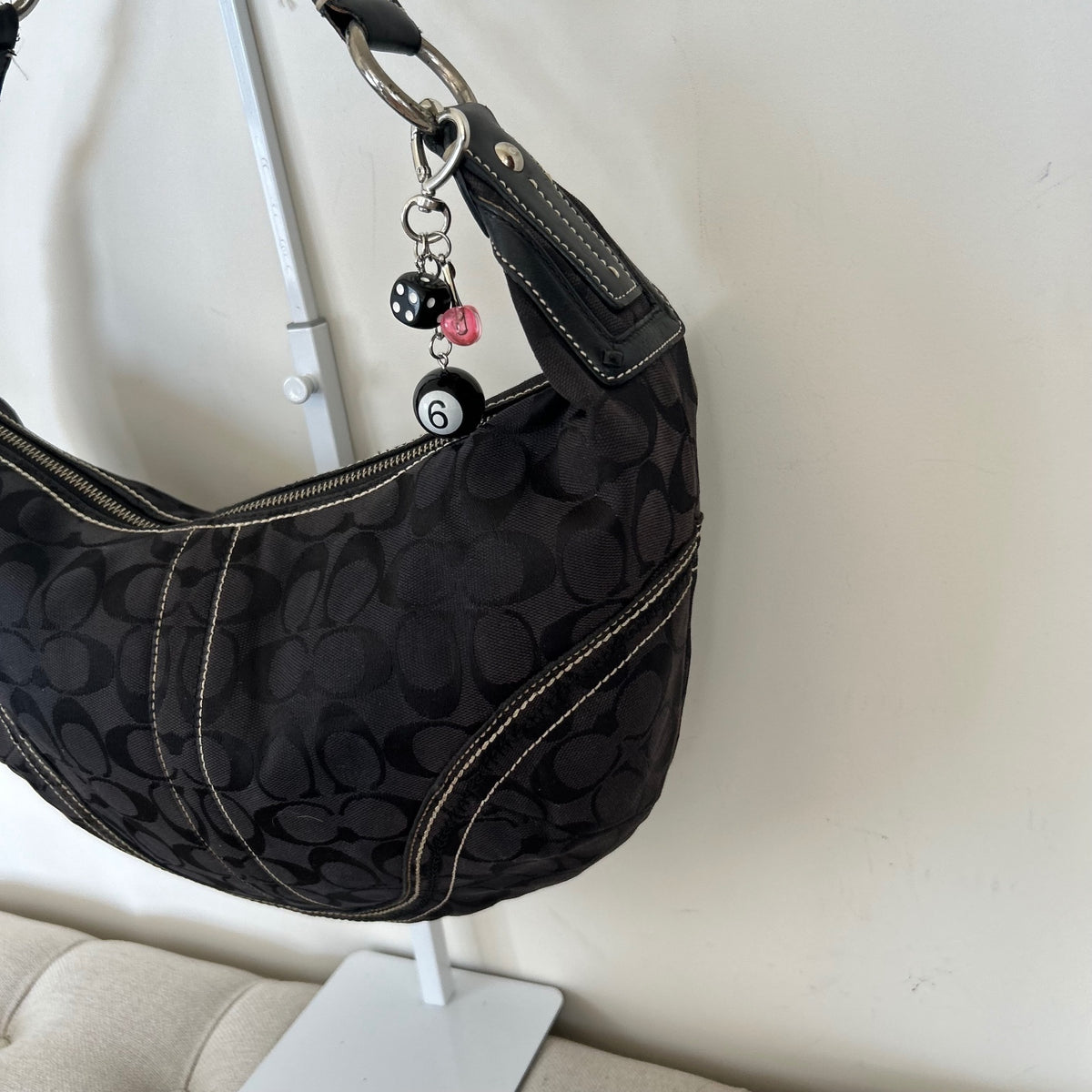 Coach Soho Black Signature Monogram Hobo Slouch Shoulder Bag K0668-10601