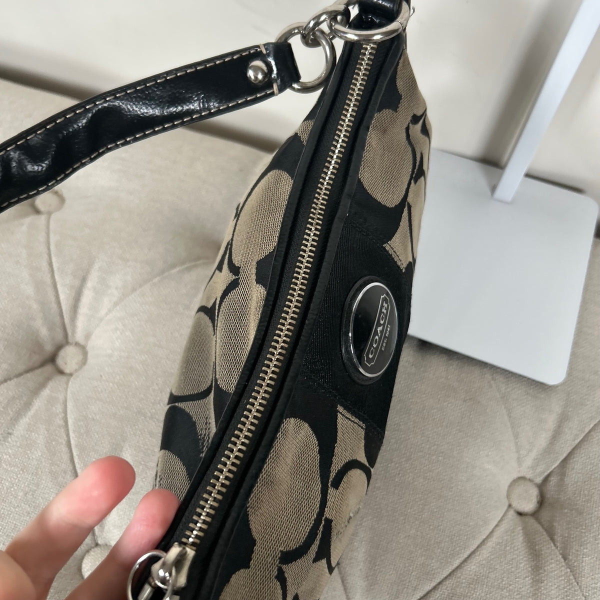 Coach Black Monogram Stripe Mini Shoulder Bag A1175-F17439
