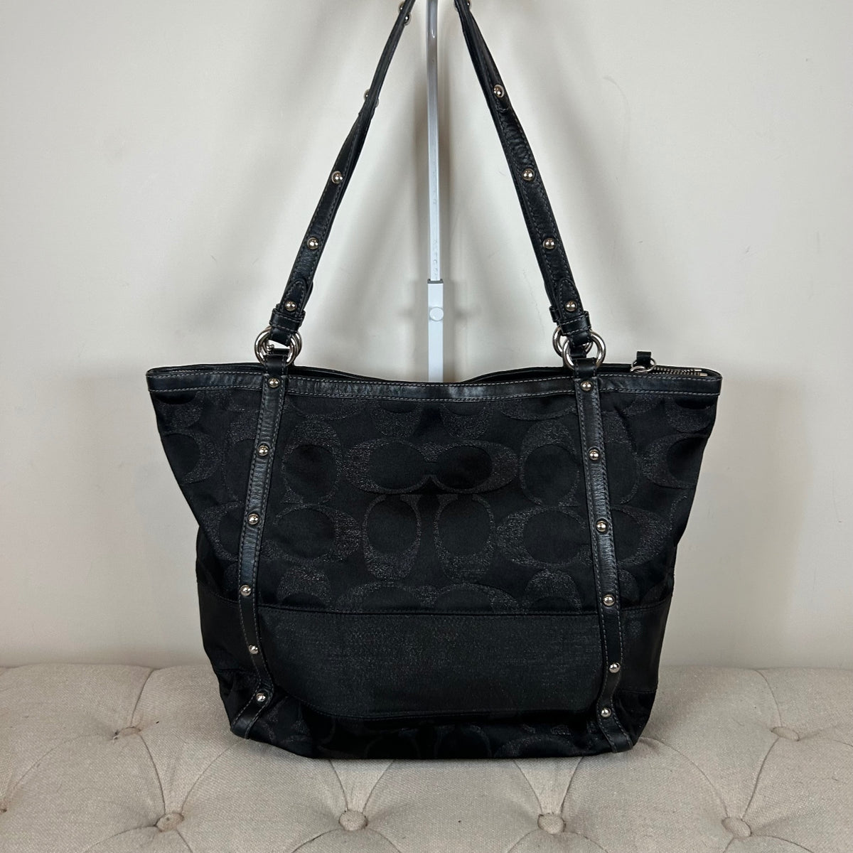 Coach Black Sequin Large Monogram Tote Shoulder Bag F0871-12911