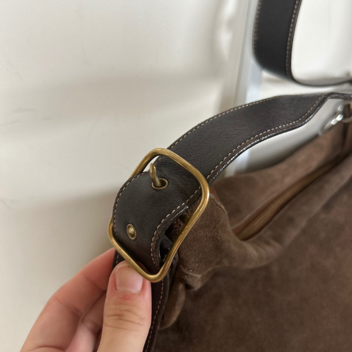 Coach Brown Suede Hobo Crossbody Bag G2S-9324