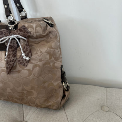 Coach Beige Monogram 3 Compartment Shoulder Bag C1159-F15510