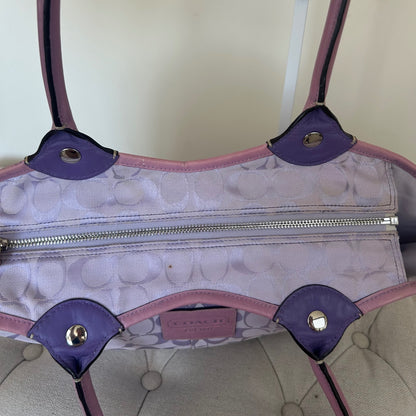 Coach Lilac Signature Monogram Tote Bag Handbag K0967-F14385