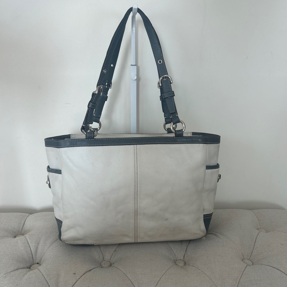 Coach White Leather Gallery East West Shoulder Tote Bag A1072-F13759