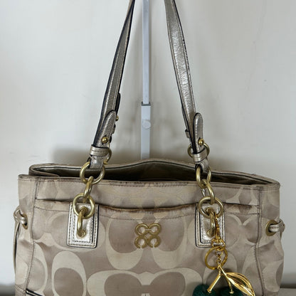 Coach Beige Monogram C 2 Compartment Shoulder Bag J1093-16475