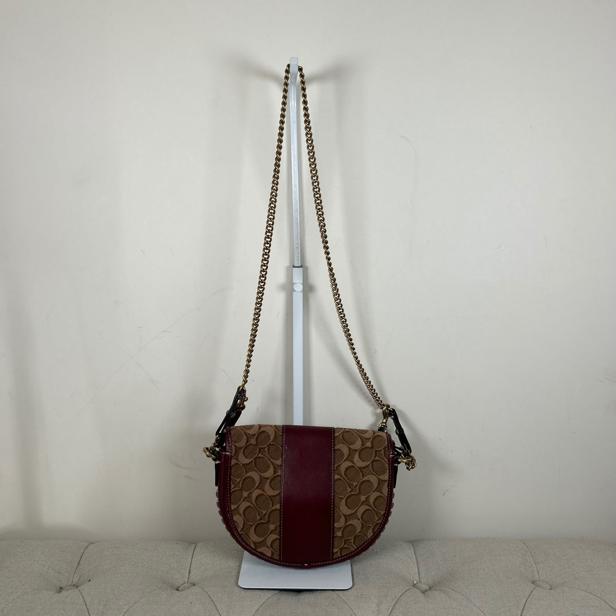 Coach Burgundy Studded Leather Shoulder Bag H1880-48189