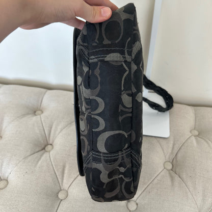 Coach Black Grey Signature Monogram Turnlock Shoulder Bag C0769-10993
