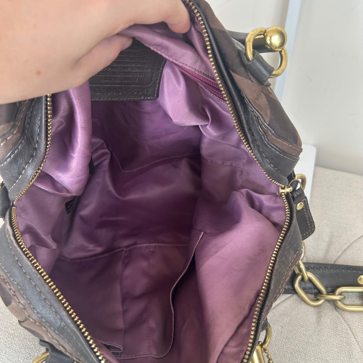 Coach Chocolate Brown Monogram Convertible Shoulder Bag G1082-15342