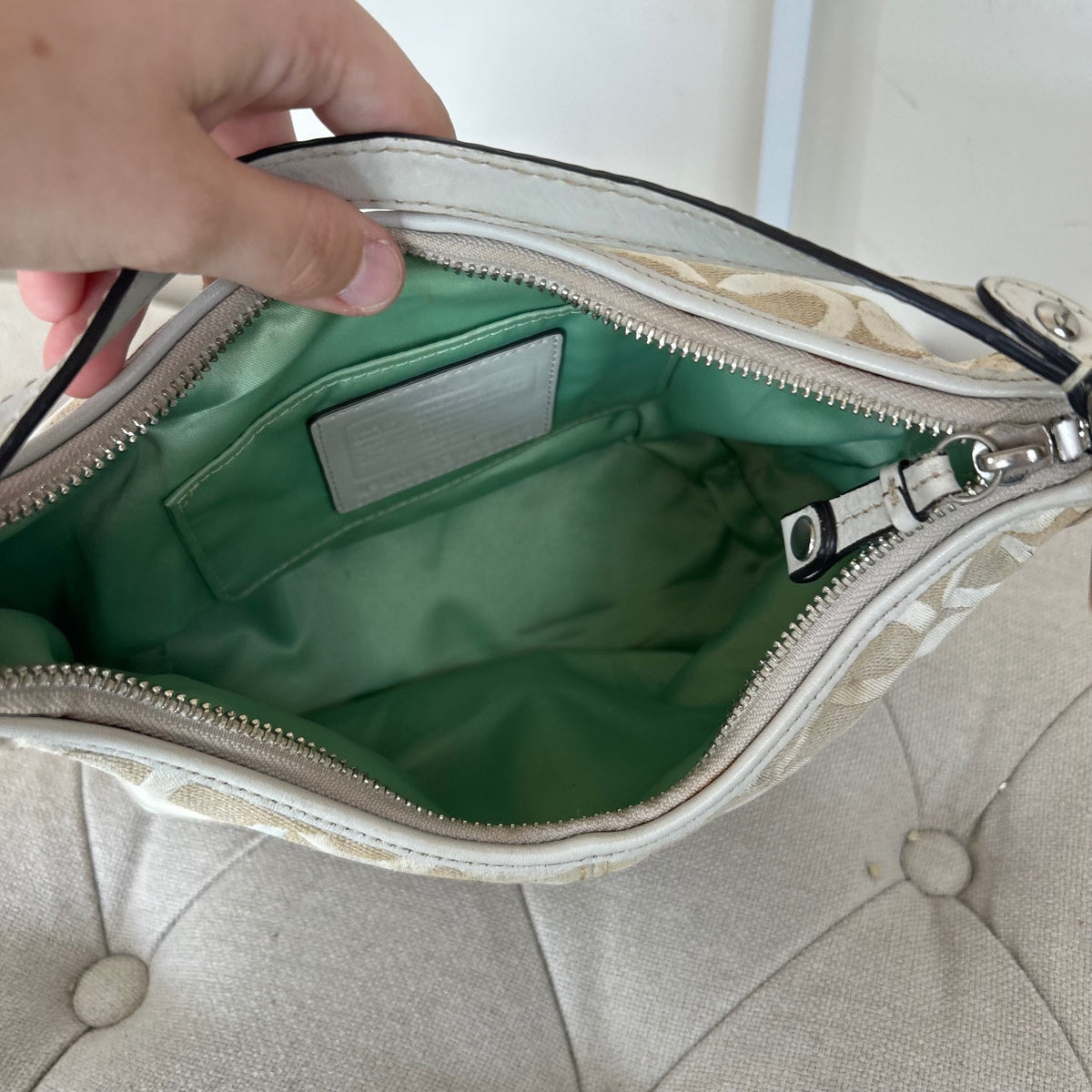 Coach Peyton Op Art Small Shoulder Bag Beige J0973-43465
