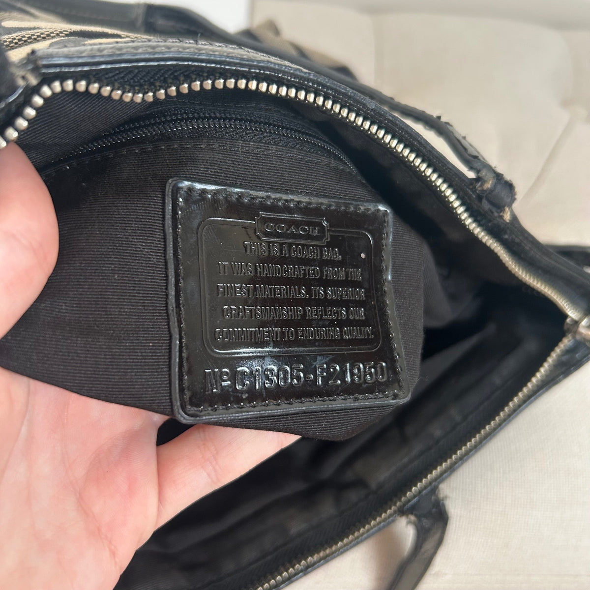 Coach Black Monogram Stripe Tote Bag C1305-F21950