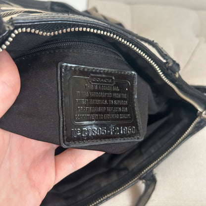 Coach Black Monogram Stripe Tote Bag C1305-F21950