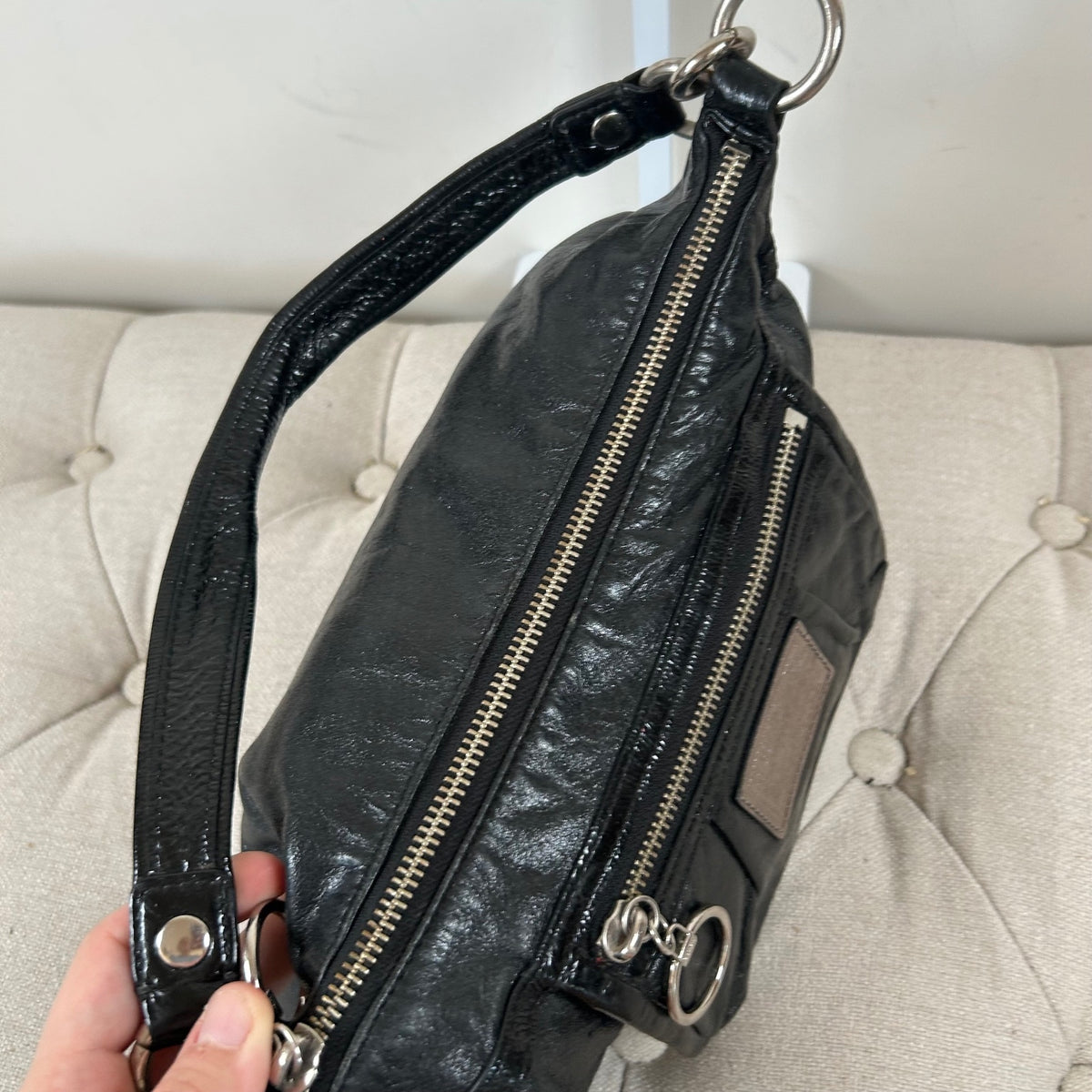 Coach Black Patent Leather Poppy Shoulder Bag M0968-14559