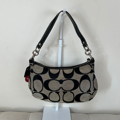 Coach Black Monogram Signature Stripe Mini Shoulder Bag B1175-F17439