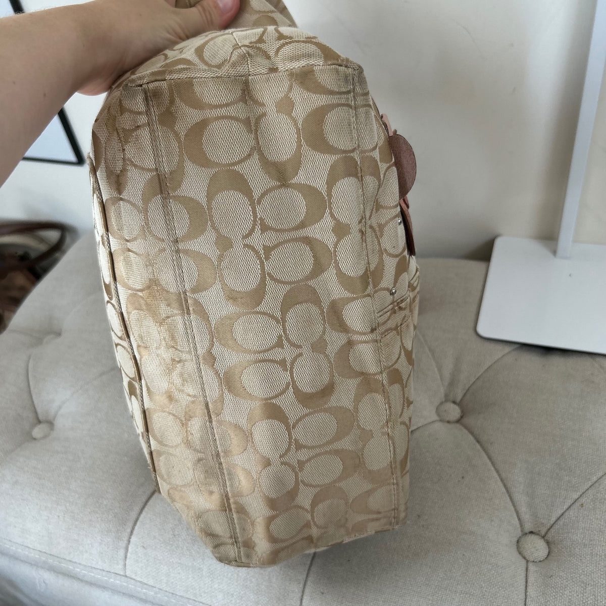 Coach Pink & Beige Floral Bleecker Tote Shoulder Bag M1073-F16276