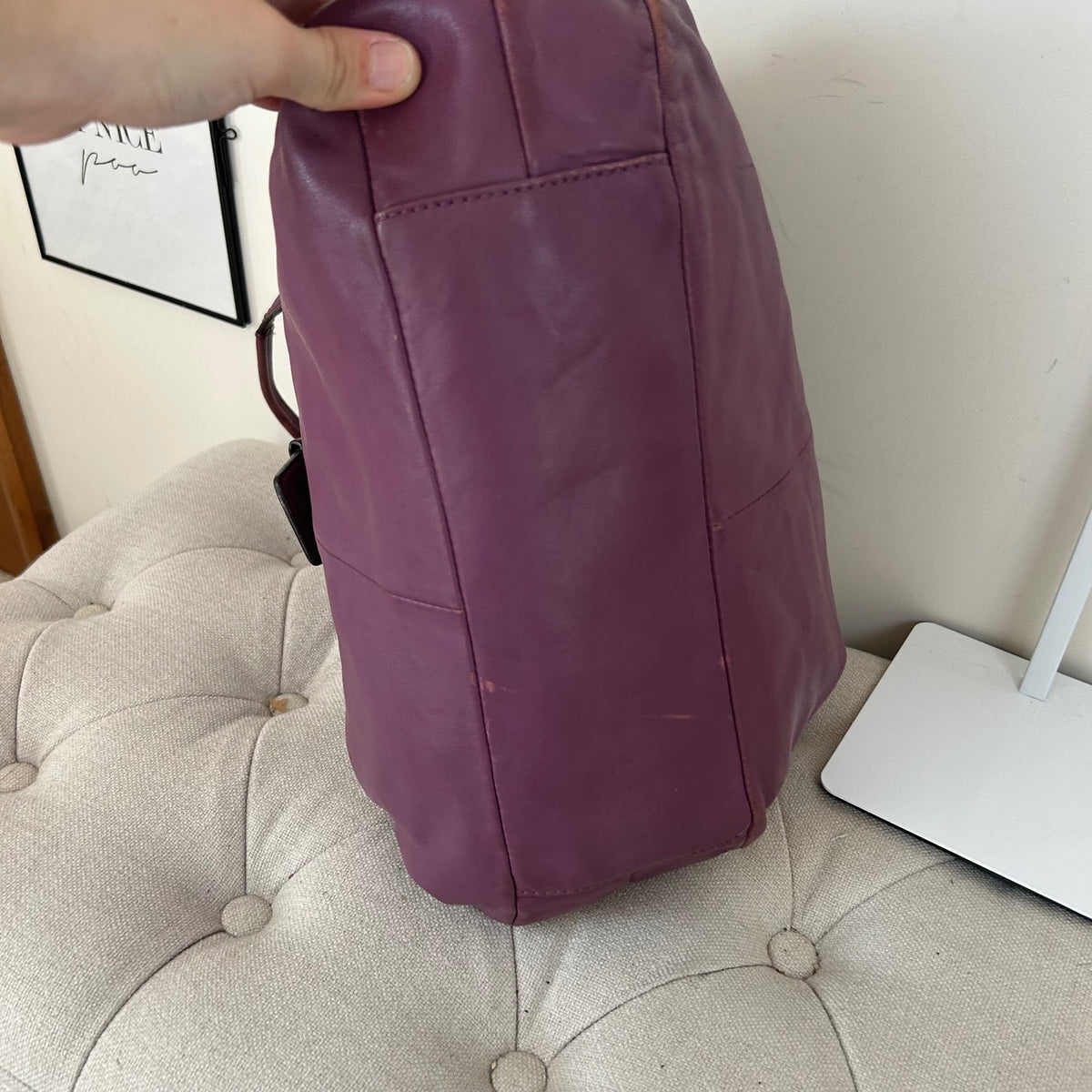 Coach Purple Leather Buckle Front 3 Compartment Shoulder Bag E1120-F17092