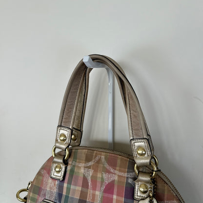 Coach Poppy Pink Multicolour Plaid Tartan Shoulder Bag A1382-F23541