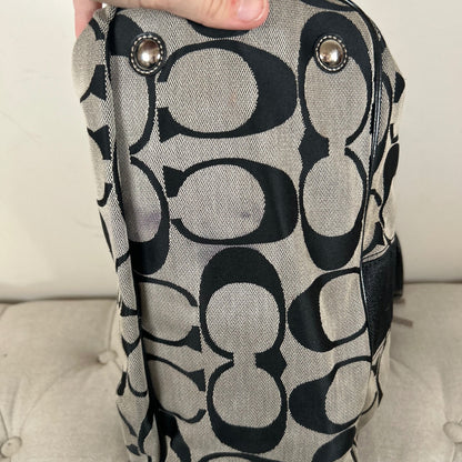 Coach Black Monogram Kisslock Middle 3 Compartment Shoulder Bag F1273-F19190