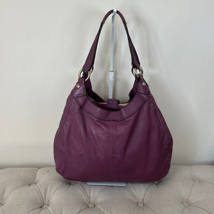 Coach Purple Leather Buckle Front 3 Compartment Shoulder Bag E1120-F17092