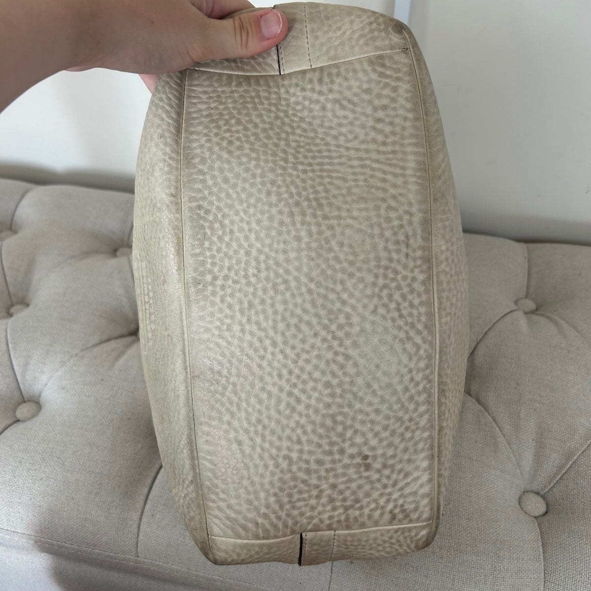 Coach Beige Optic Shoulder Bag with Leather Detail A063-7656