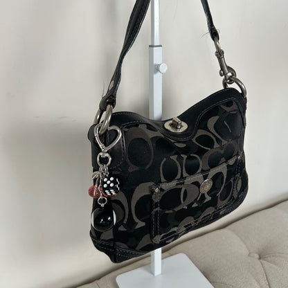Coach Black and Grey Optic Monogram Mini Shoulder Bag D06J-10141