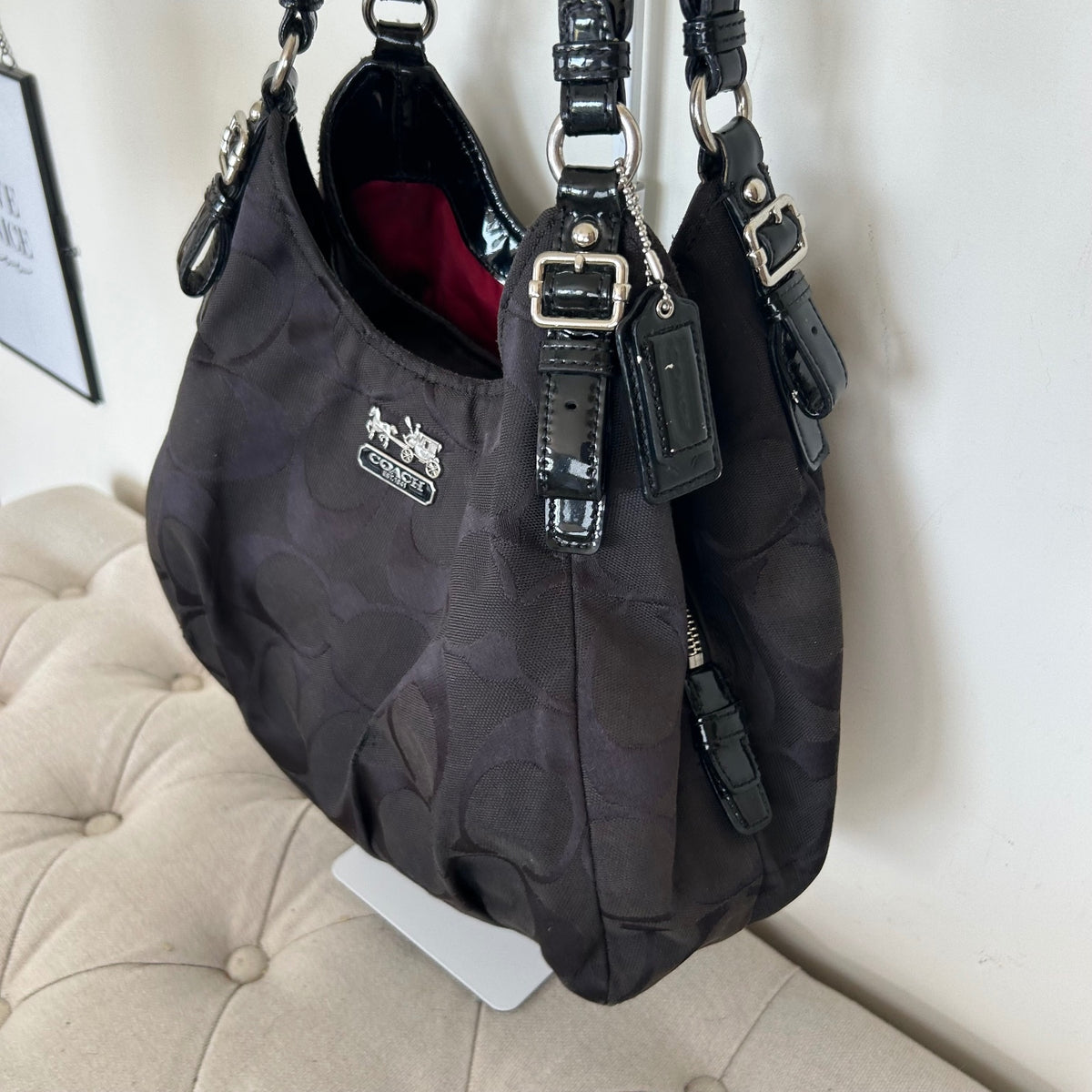 Coach Black Monogram Maggie 3 Compartment Shoulder Bag H1173-18762