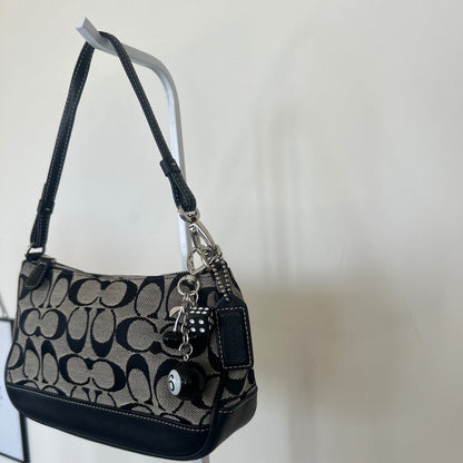 Coach Demi Black Signature Monogram Shoulder Bag Handbag C35-6094