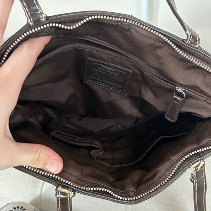 Coach Brown Signature Monogram Stripe Tote Shoulder Bag J1205-F19046