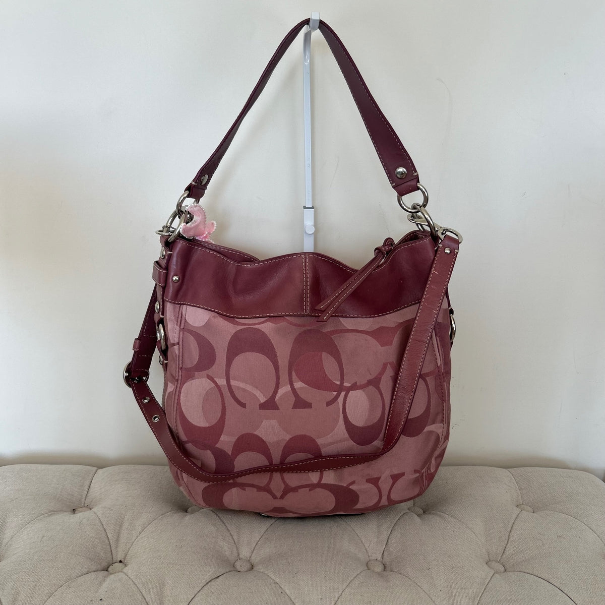 Coach Zoe Pink Purple Signature Monogram Shoulder Bag C1082-F14710