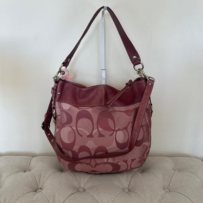 Coach Zoe Pink Purple Signature Monogram Shoulder Bag C1082-F14710