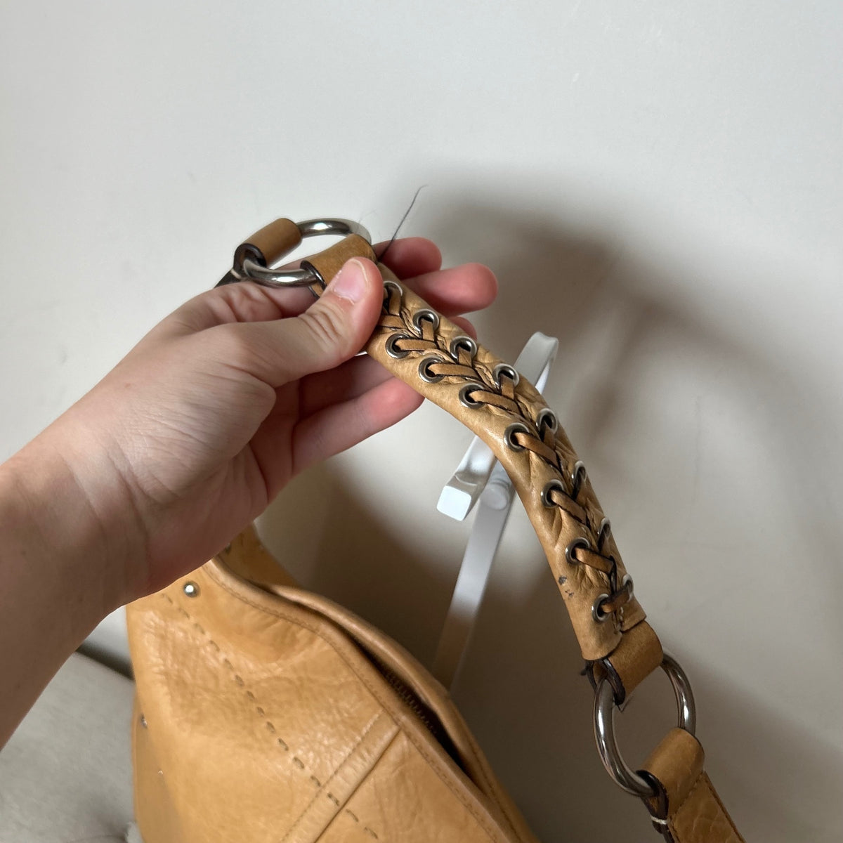 Coach Soho Beige Pebbled Leather Studded Shoulder Bag F0793-F10932