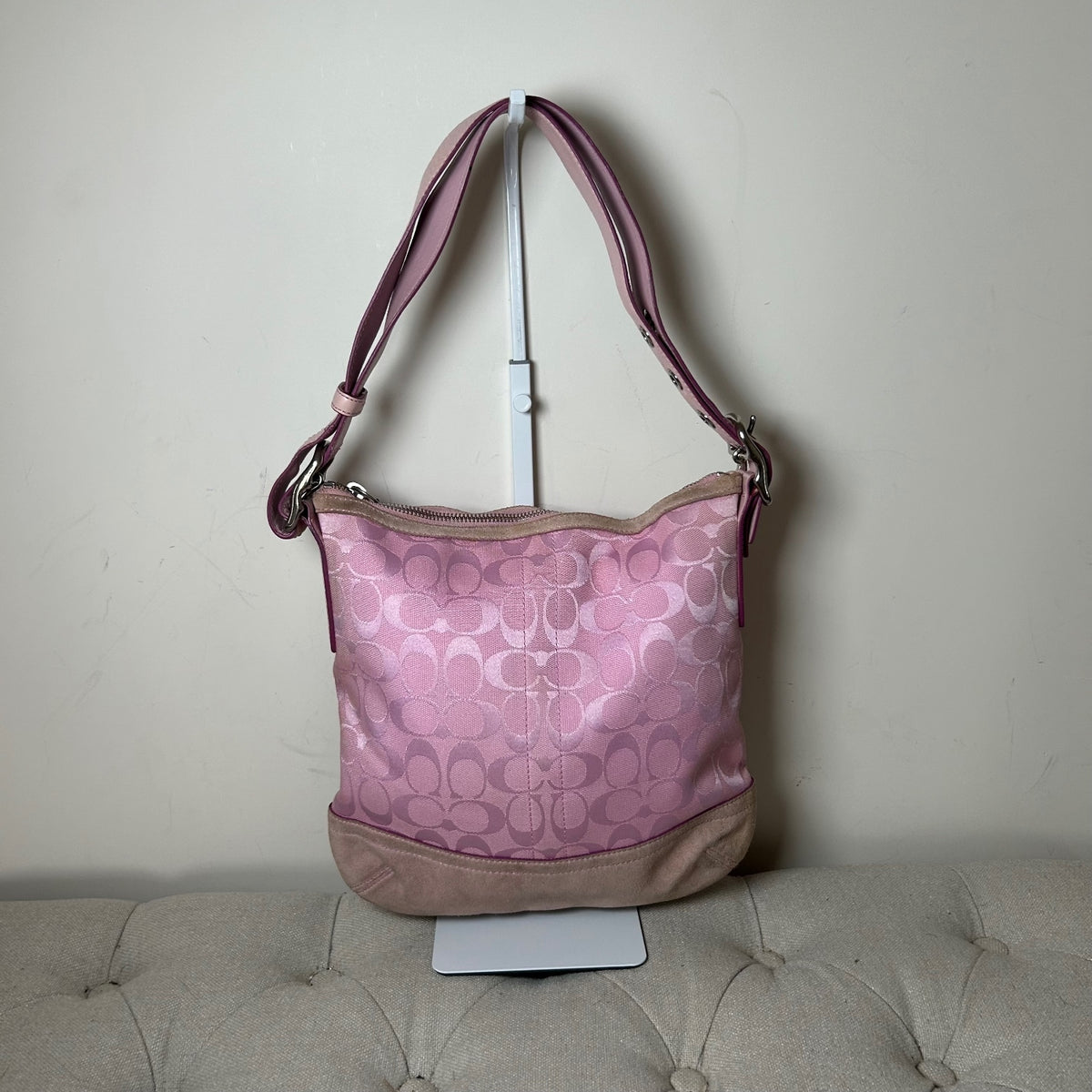 Coach Pink Signature Monogram Convertible Shoulder Bag J04K-9362