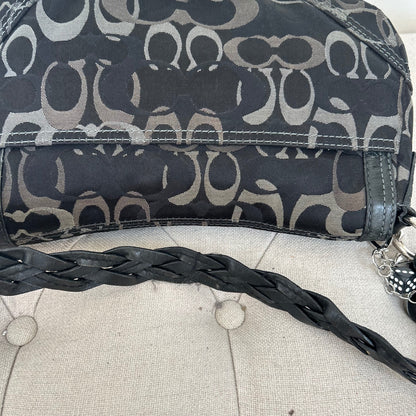 Coach Black Grey Signature Monogram Turnlock Shoulder Bag C0769-10993