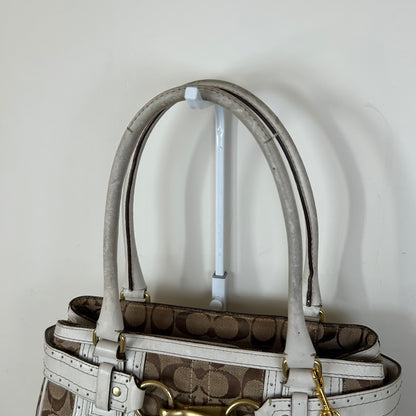 Coach Hampton Signature Monogram White Leather Shoulder Bag G06Q-10507