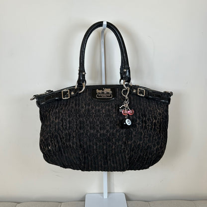Coach Ashley Mini Black Ruffled Monogram Handbag J1182-18886