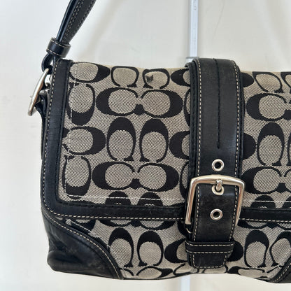 Coach Soho Black Signature Monogram Flap Shoulder Bag E0867-F12641