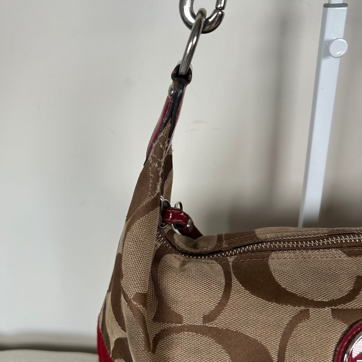 Coach Brown Signature Monogram Red Stripe Shoulder Bag H1176-F17434