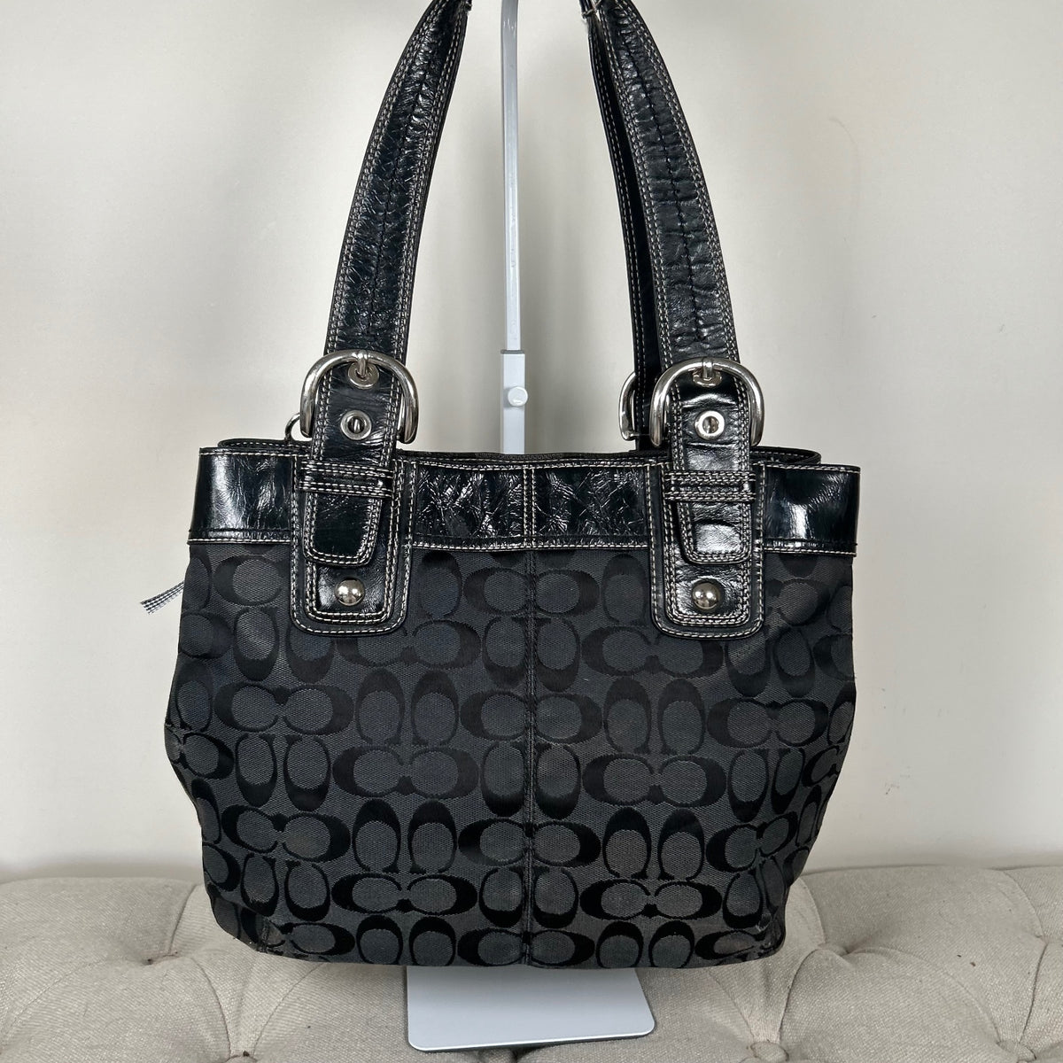 Coach Black Monogram Tote Shoulder Bag D1060-F15047