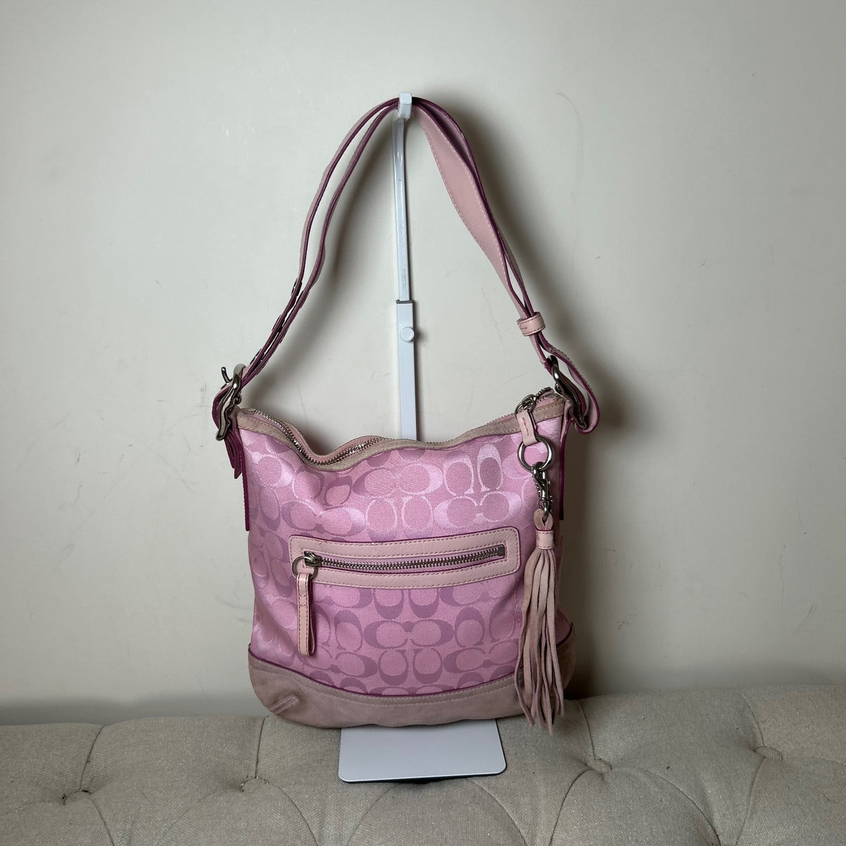 Coach Pink Signature Monogram Convertible Shoulder Bag J04K-9362