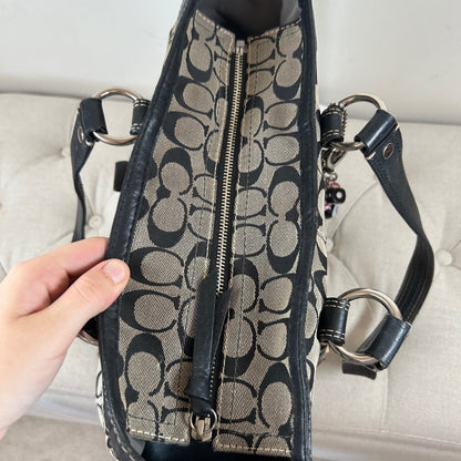Coach Black Monogram Satchel Tote Shoulder Bag D0749-10987