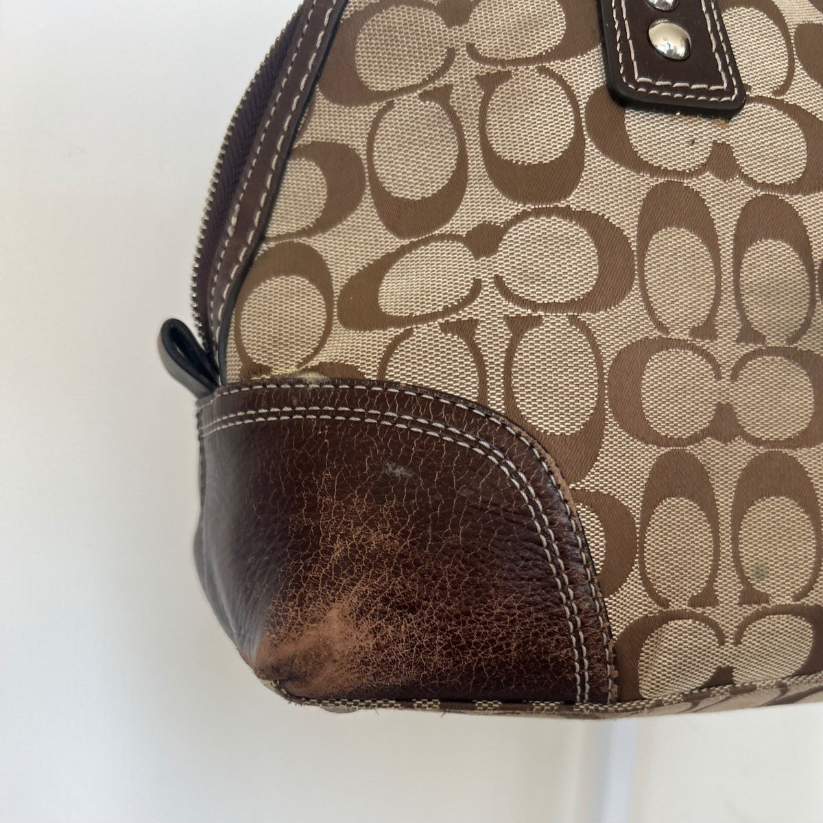 Coach Hampton Brown Signature Monogram Shoulder Bag Handbag Purse L1079-F13977