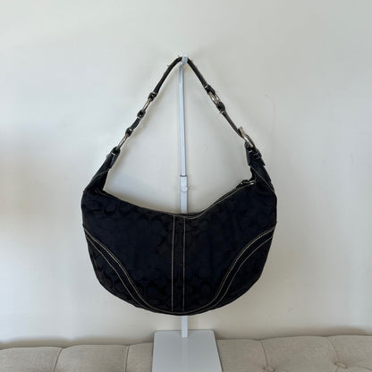 Coach Soho Black Signature Monogram Hobo Slouch Shoulder Bag K0668-10601