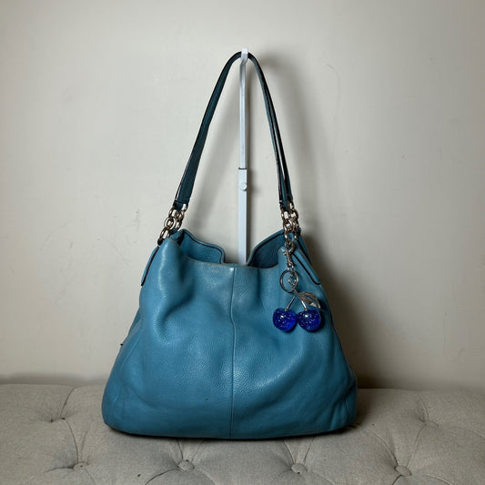 Coach Baby Blue Leather 3 Compartment Shoulder Bag Handbag Purse