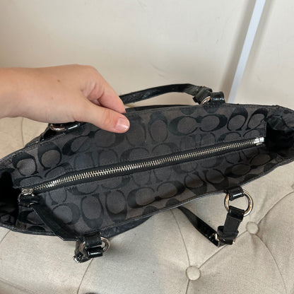 Coach Black Monogram East-West Tote Shoulder Bag J1160-F17726