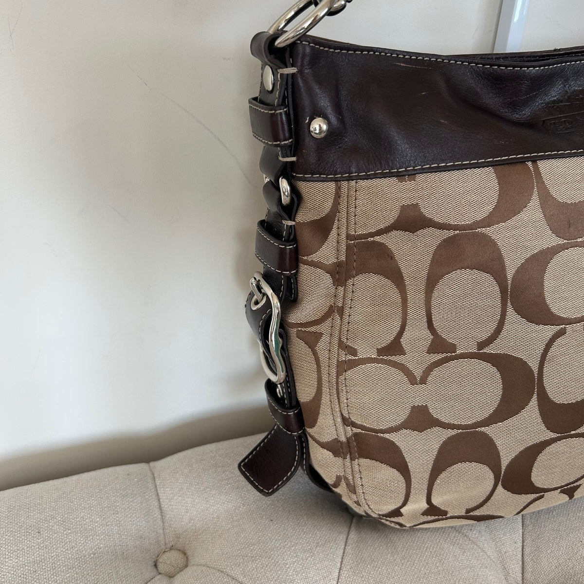 Coach Brown Monogram Large Zoe Shoulder Bag K0932-F12674