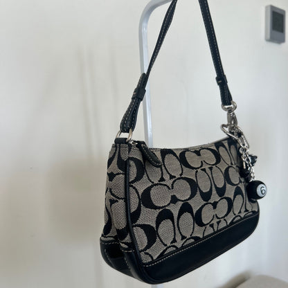 Coach Demi Black Signature Monogram Shoulder Bag Handbag C35-6094