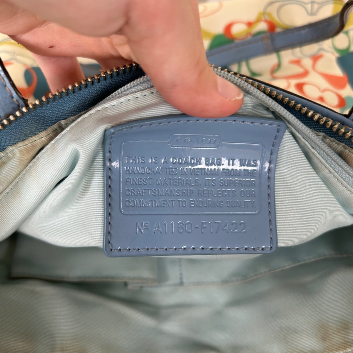Coach Poppy White Blue Orange Butterfly Tote Shoulder Bag A1160-F17422