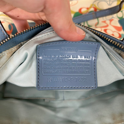 Coach Poppy White Blue Orange Butterfly Tote Shoulder Bag A1160-F17422