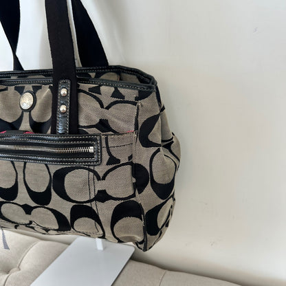 Coach Black Signature Monogram Shoulder Bag D1193-F14878