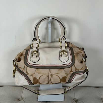 Coach Ashley Beige Monogram Convertible Shoulder Bag E1249-F17447