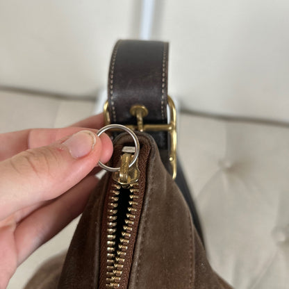 Coach Brown Suede Hobo Crossbody Bag G2S-9324